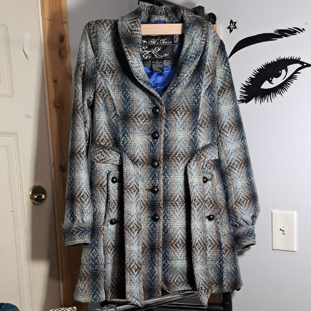 Me Jane Blue and Brown Trench Coat